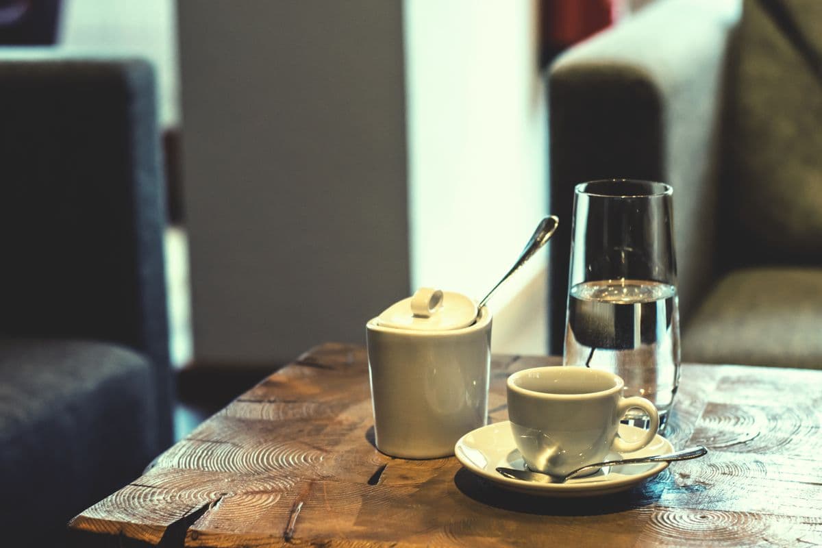 Close-up detail of an espresso setup