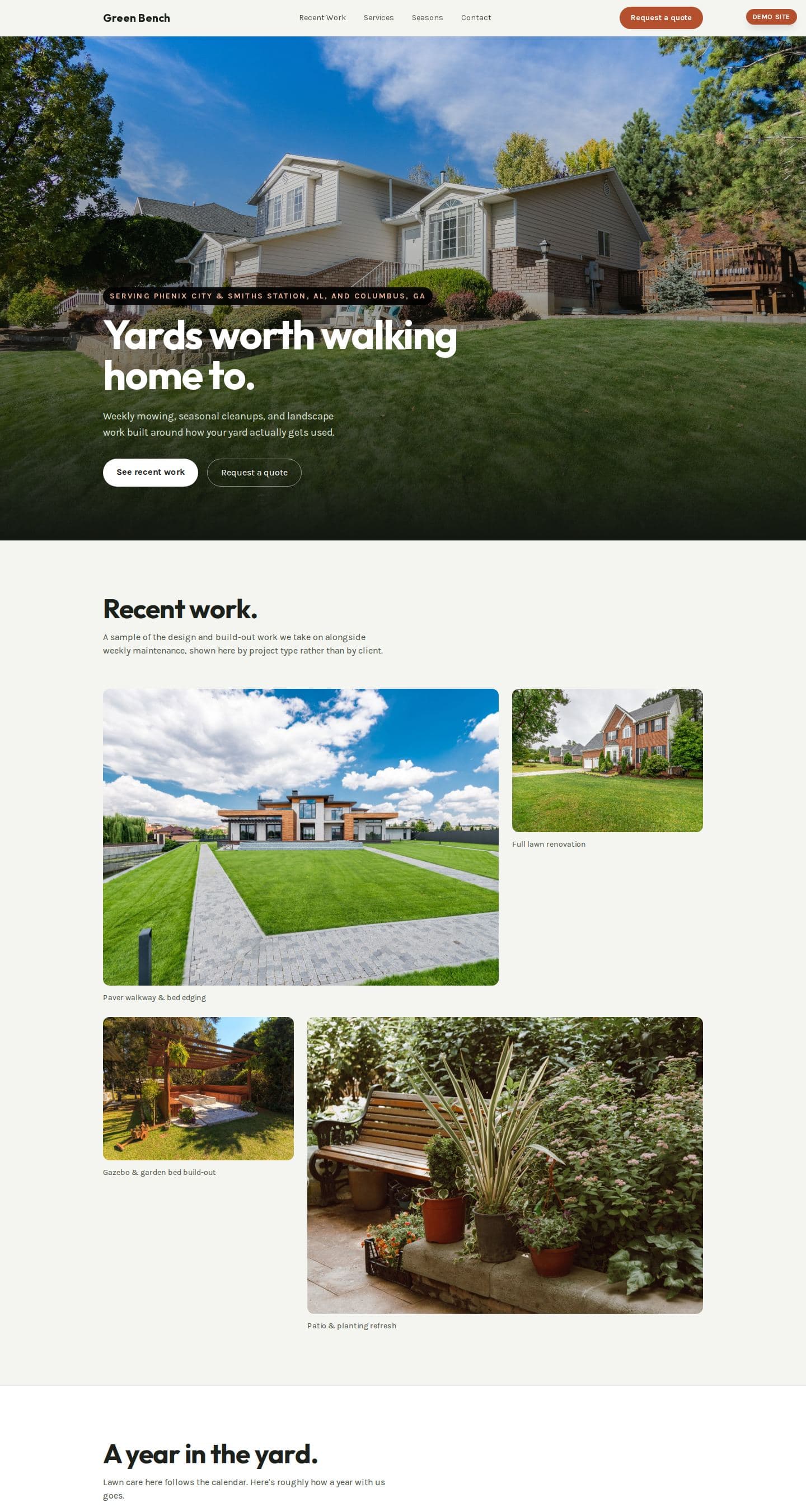 The Green Bench Lawn & Landscape concept site