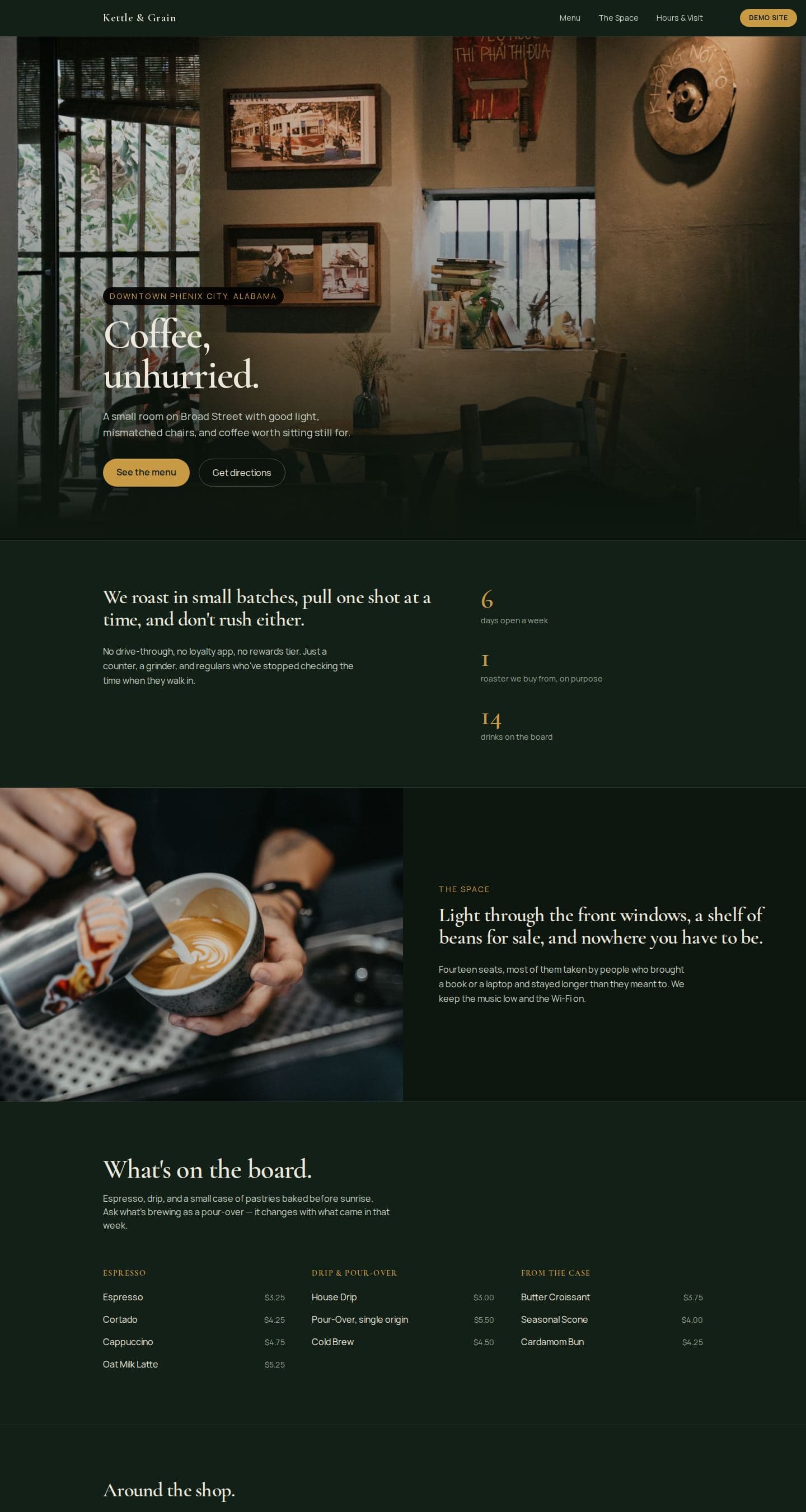 The Kettle & Grain Coffee Co. concept site