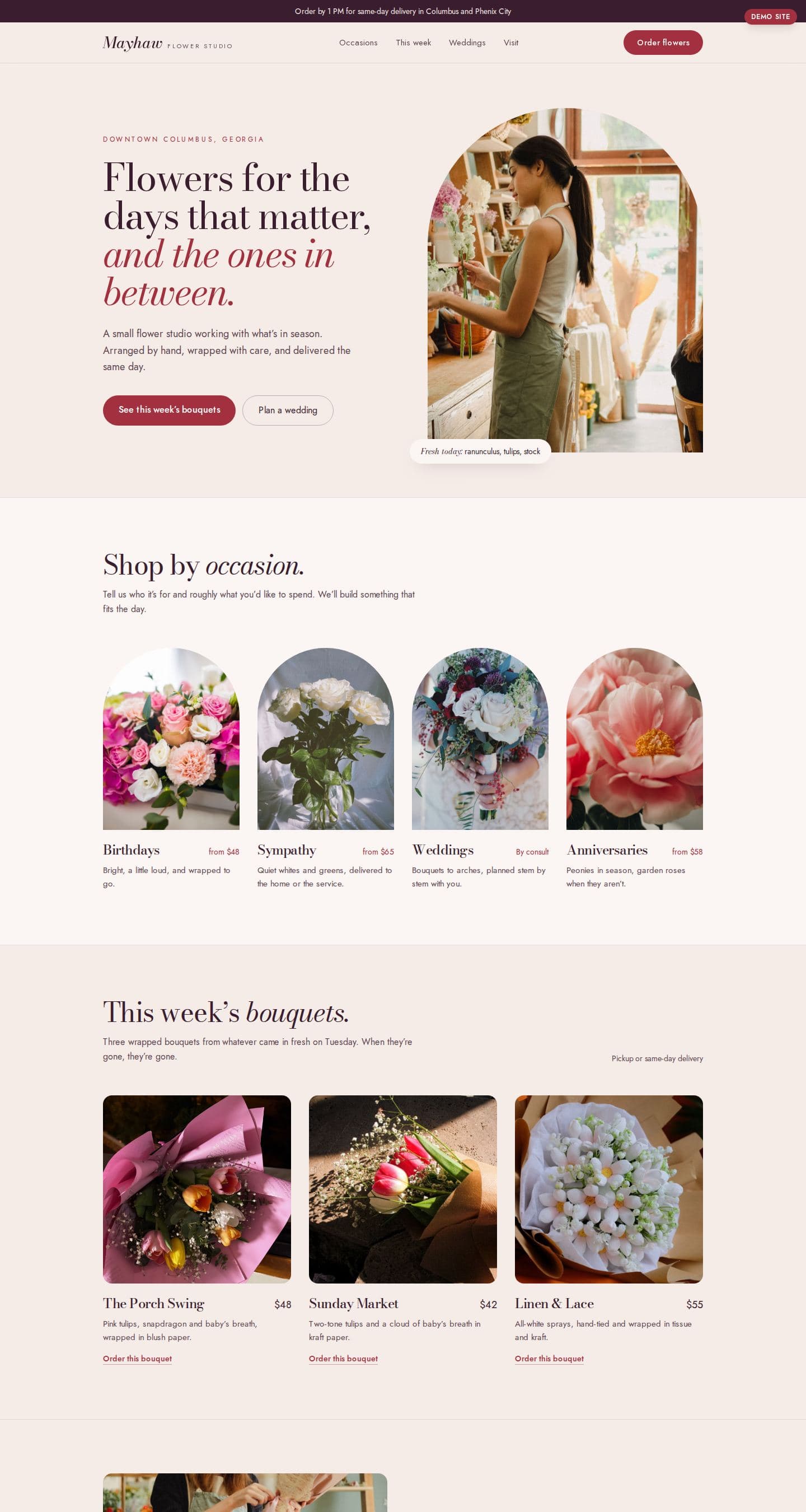 The Mayhaw Flower Studio concept site